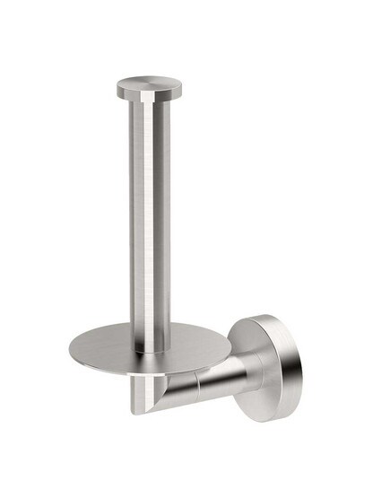 Glam Vertical Toilet Paper Holder in Satin Nickel.